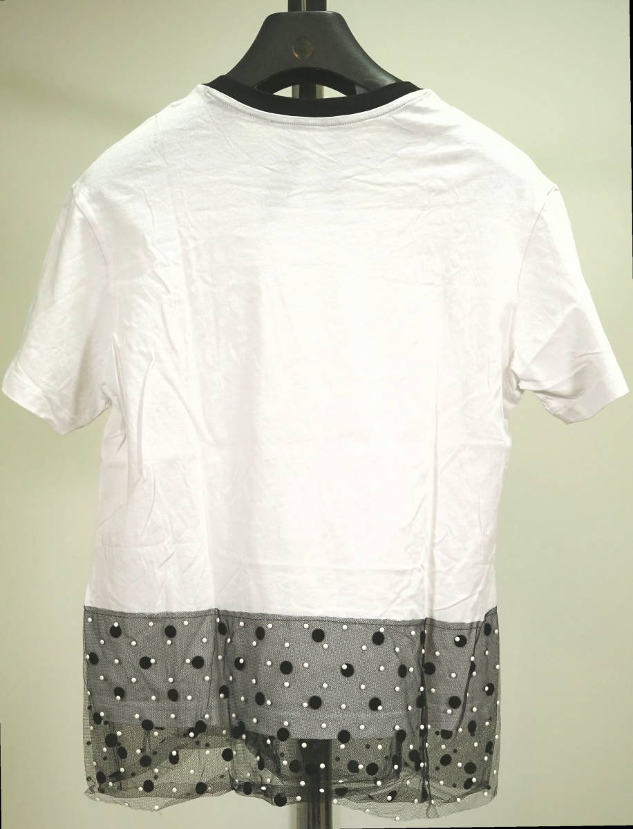 N°21 ヌメロヴェントゥーノ 19AWメッシュレイヤーTシャツXS白×黒 Italy製_画像2