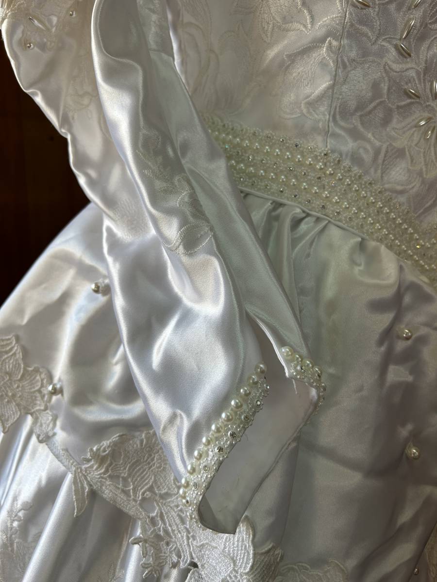 ⑮◆LEFENS◆ウエディングドレス サイズ:9T ロングドレス プリンセス 白/純白 ビーズ/真珠/パール 装飾 ブライダル_画像4