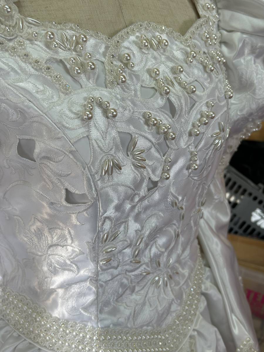 ⑮◆LEFENS◆ウエディングドレス サイズ:9T ロングドレス プリンセス 白/純白 ビーズ/真珠/パール 装飾 ブライダル_画像5