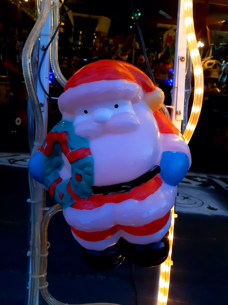  Рождество смешанные товары магазин Cafe стиль Vintage лестница Santa Claus освещение 