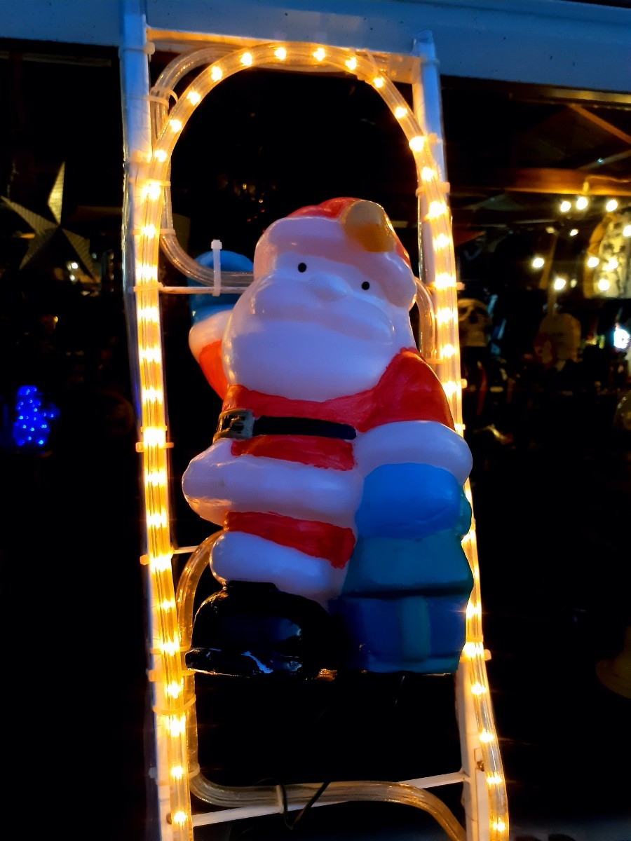  Рождество смешанные товары магазин Cafe стиль Vintage лестница Santa Claus освещение 