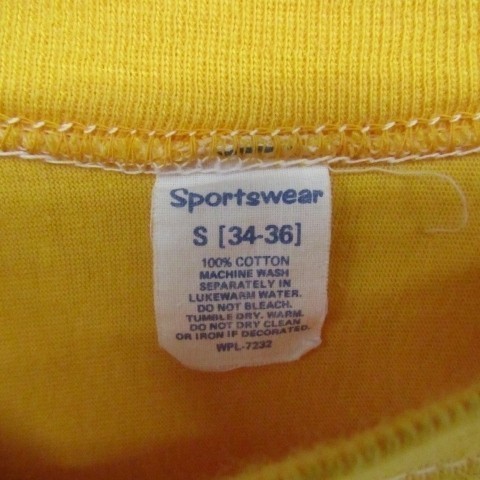 ★70s～ Sportswear ★ サイズ S フットボール シャツ Tシャツ 五分袖 No.15 HAPPY コットン 100 イエロー 古着 ヴィンテージ 1JU2918_画像3