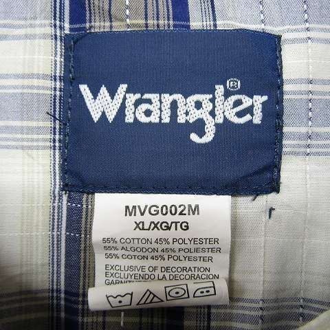 ラングラー サイズ XL ウエスタンシャツ 長袖 チェック柄 コットン混紡 マルチカラー Wrangler 古着 ビッグサイズ 1J0330_画像3