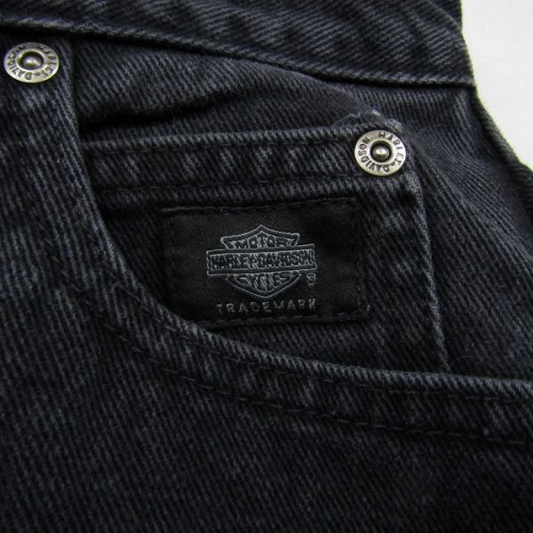  размер 14L HARLEY DAVIDSON черный Denim распорка брюки Mexico производства Harley Davidson б/у одежда Vintage 3N2602