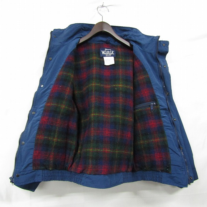 USA製 サイズ S Woolrich 裏地ネル フルジップ ブルゾン ジャケット ロクヨン クロス ネイビー ウールリッチ 古着 ビンテージ 3N1908_画像7