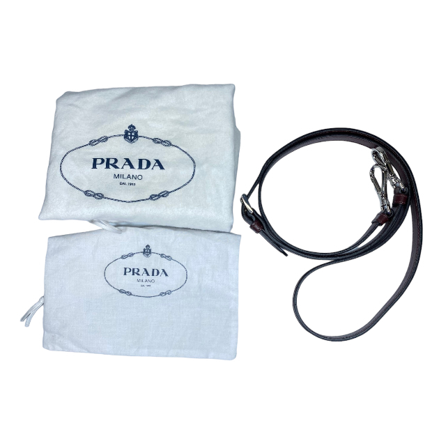 PRADA プラダ カナパ IBG900 ショルダーバッグ ハンドバッグ 2way 斜め掛け ボルドー レザー_画像9