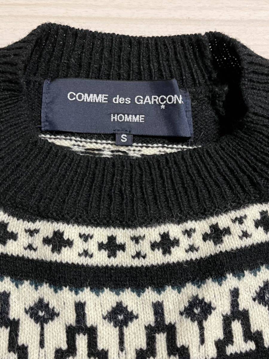 AD2018 18AW ノルディック柄 ニット セーター ウール S 黒 ブラック ネイビー HB-N008 COMME des GARCONS HOMME コムデギャルソンオム_画像7