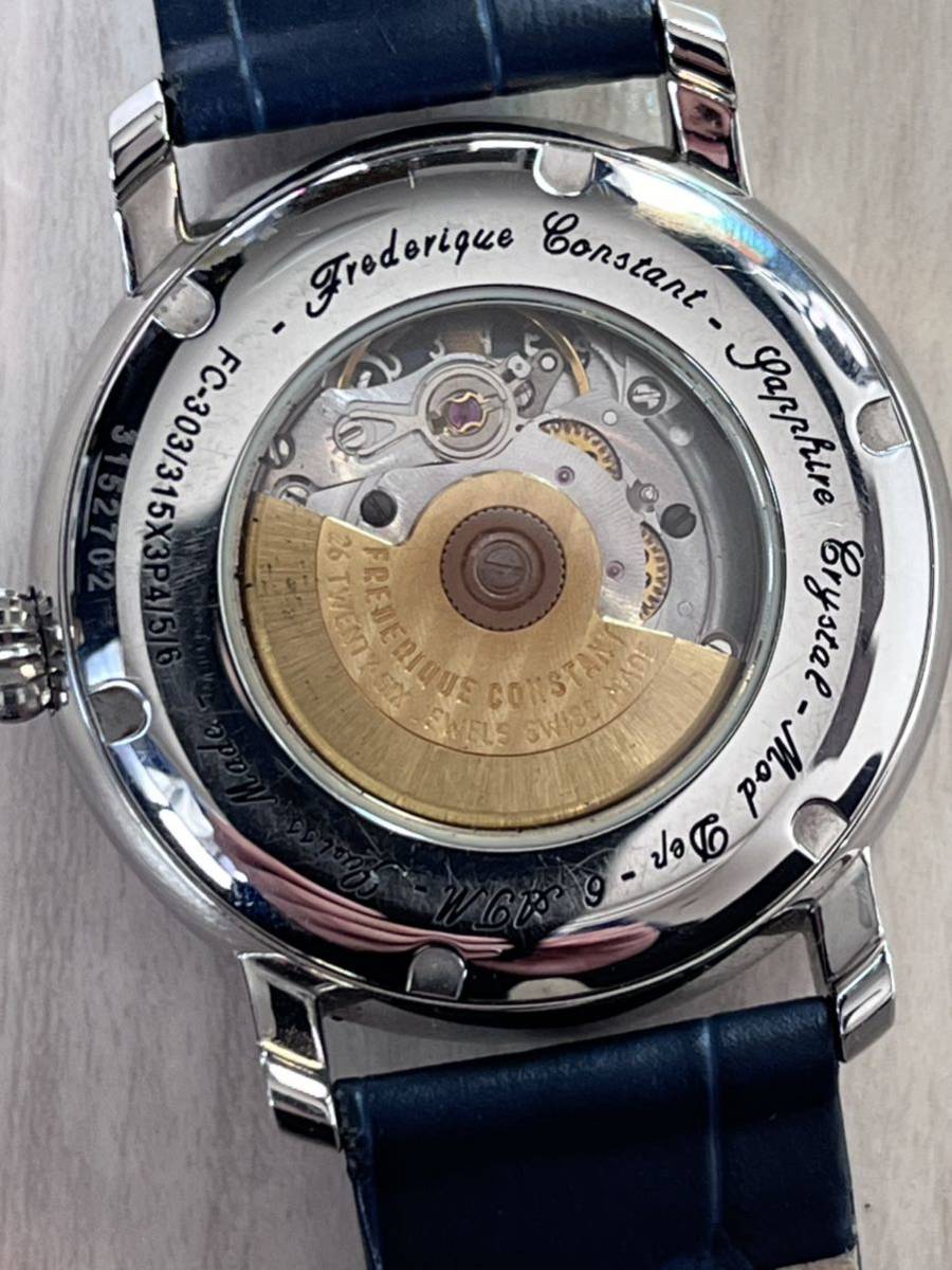 付属あり フレデリックコンスタント FREDERIQUE CONSTANT 自動巻 FC- 303/315X3P4 クラシック ハートビート 26石 ネイビー デイト メンズ_画像7