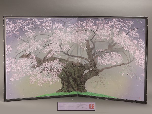 国内外の人気が集結 鑑賞木版画 中島千波 【琴》送料無料 屏風 KR600