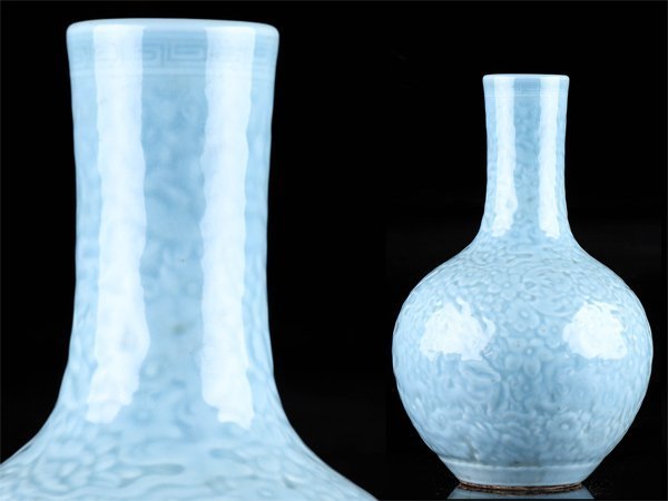 ディズニープリンセスのベビーグッズも大集合 【琴》送料無料 中国美術 天藍釉花図花瓶 高33.5cm TO998 色絵磁器