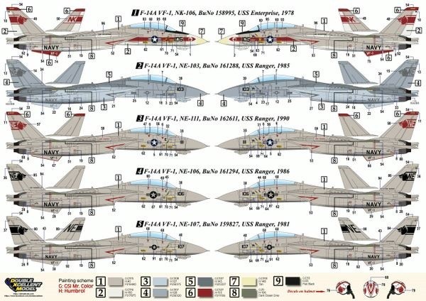 DXMデカール 81-3305 1/32 USN F-14A Tomcat VF-1 Wolfpackの画像5