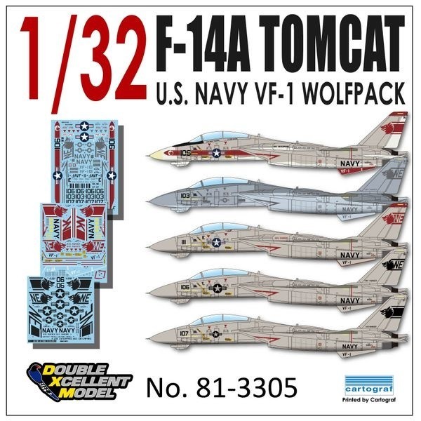 DXMデカール 81-3305 1/32 USN F-14A Tomcat VF-1 Wolfpackの画像1