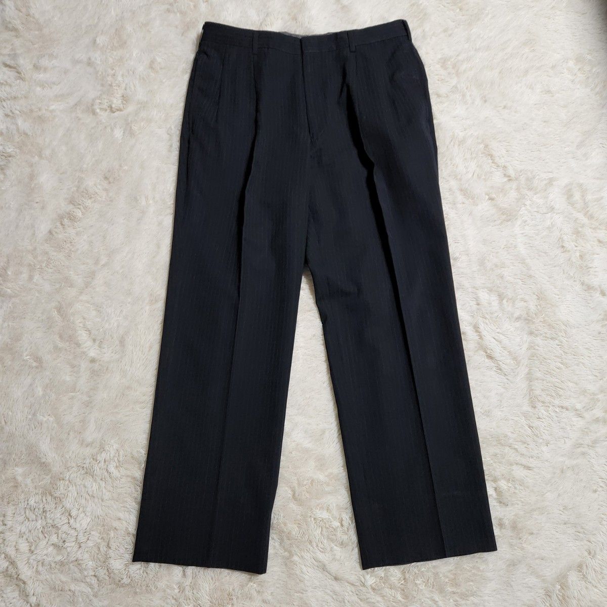 【美品】 アクアスキュータム ネイビー ストライプ パンツセットスーツ 11 L Aquascutum アクアスキュータム ピンストライプ スーツ