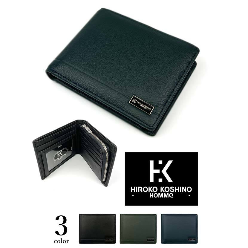 全3色 HIROKO KOSHINO（ヒロコ コシノ）ソフトリアルレザー パスケース付き 二つ折り財布 ウォレット_画像1
