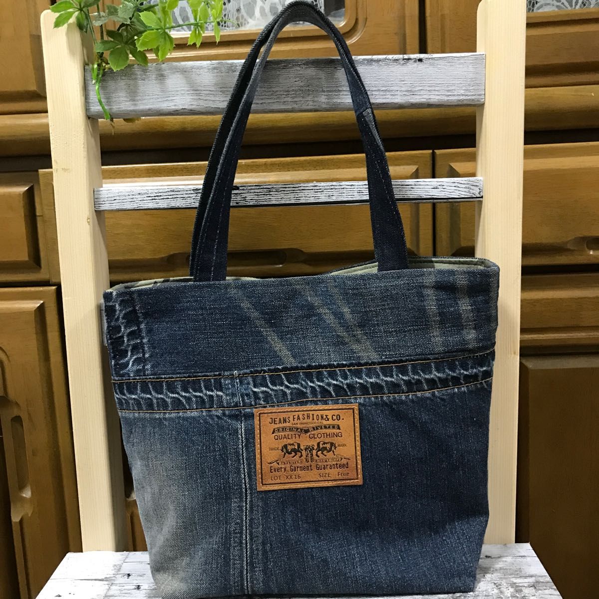 トートバッグ デニムリメイク ハンドメイド 小さめ リバーシブル トートバッグ デニムリメイク ハンドメイド 小さめ リバーシブル