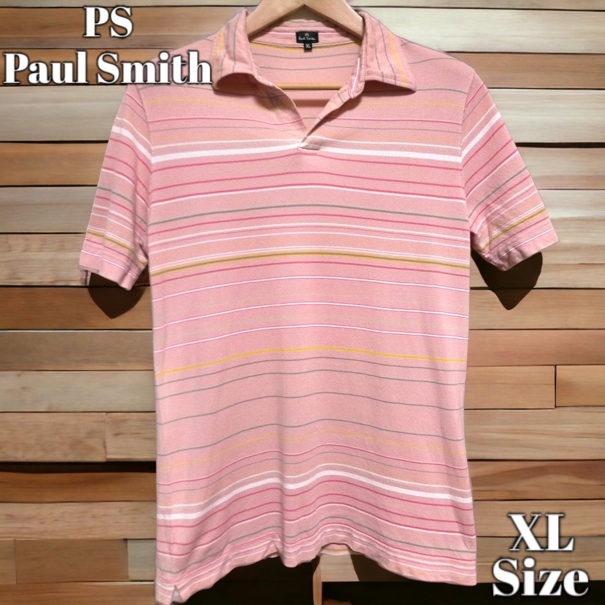 PS Paul Smith マルチストライプ ピンク ポロシャツ XLサイズ ボーダー 半袖ポロシャツ