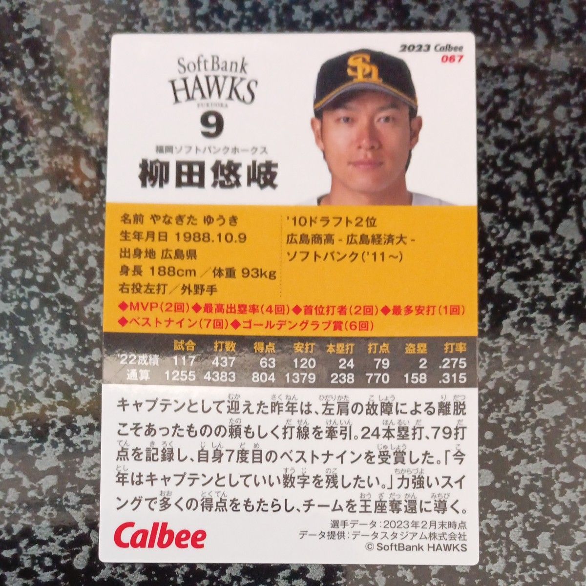 カルビー プロ野球 チップスカード 柳田悠岐 ソフトバンク 2023