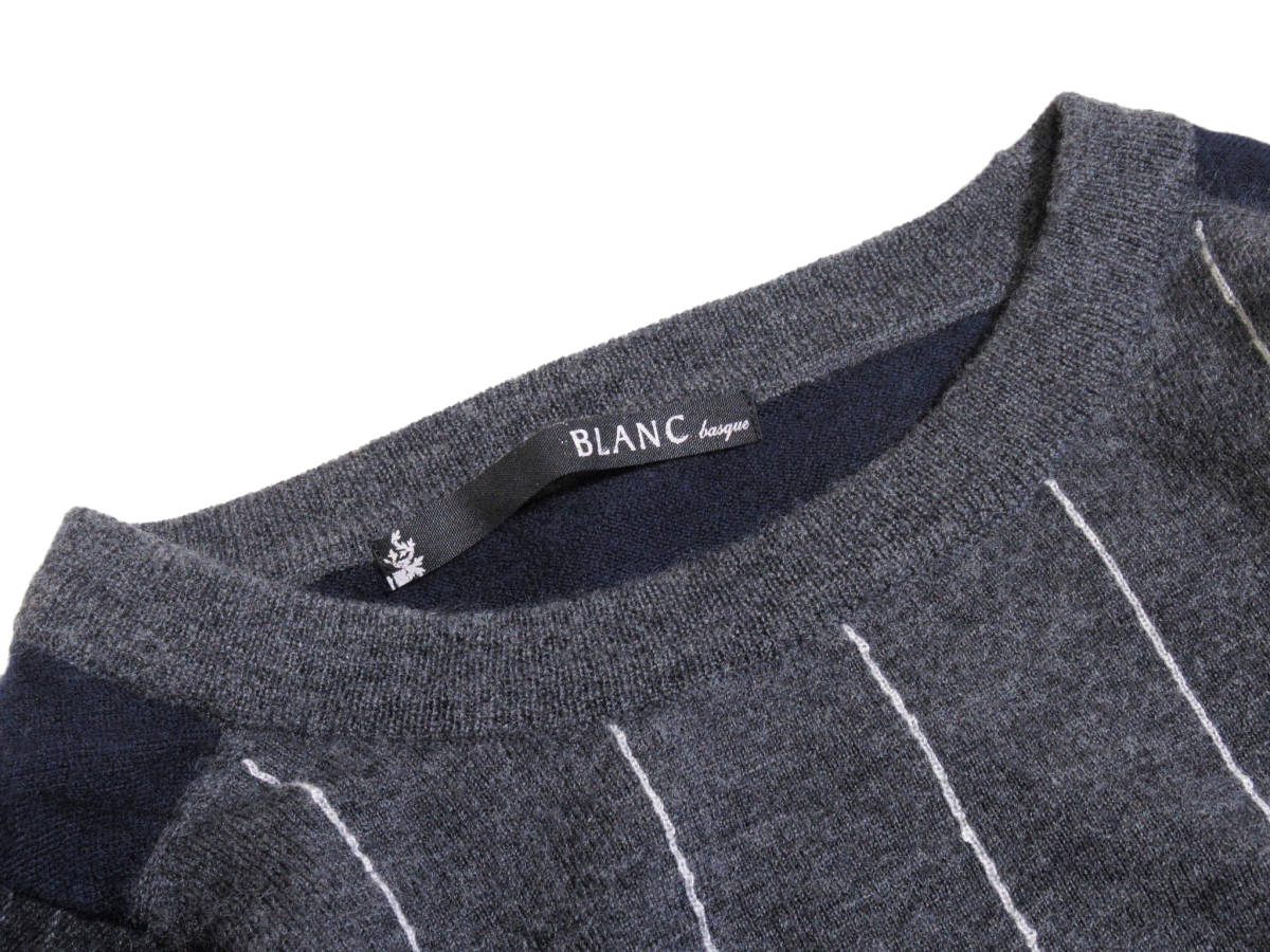  原文:美品 BLANC basque ブランバスク お洒落☆ 異素材 切替 ニット プルオーバー 