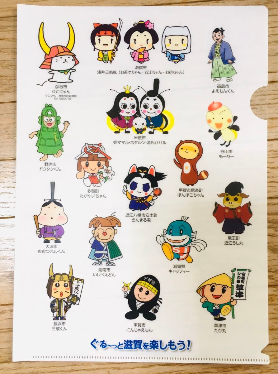 滋賀県　ゆるキャラ　ご当地キャラクター集合　クリアファイル　非売品