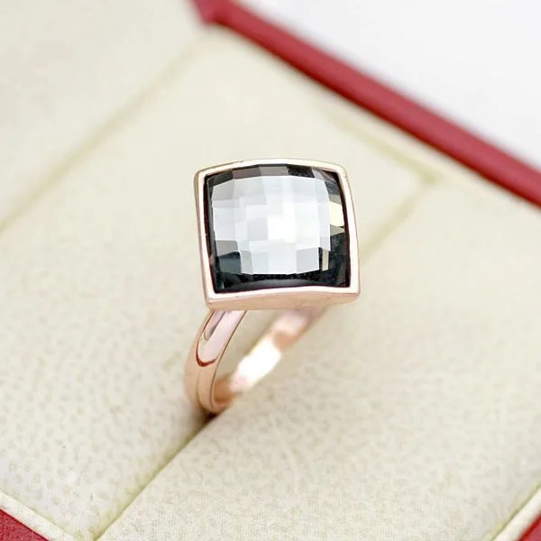  серьги кольцо кольцо чёрный черный crystal Gold квадратное Drop кольцо женский 