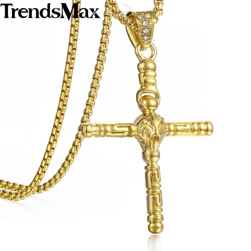 Подвесное мужское ожерелье Золотое крест -скретч из нержавеющей стали цепь прохладно