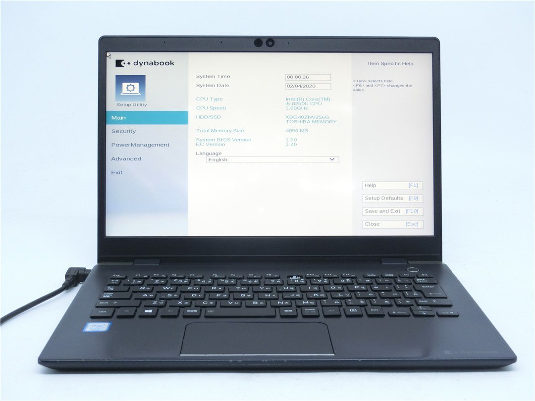 中古 TOSHIBA G83 Core8世代i5 4GB SSD256GB 13型 BIOSまで表示 詳細不明 ジャンク扱い