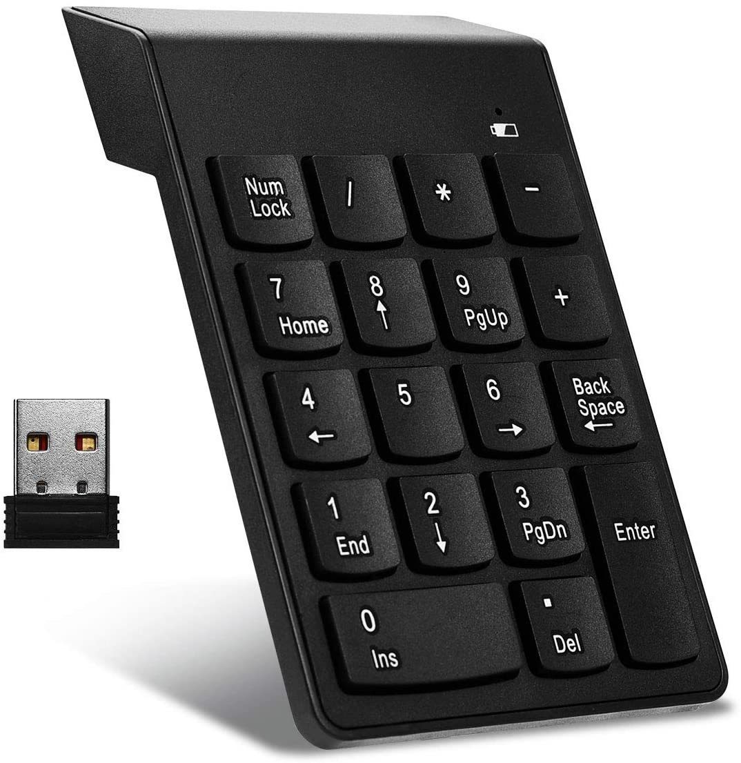 送料200円 テンキー ワイヤレス (レシーバー付き) テンキーボード 18キー USB 2.4GHz 薄型_画像1