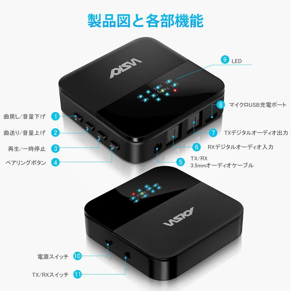  原文:新品●WSKY Bluetooth 5.0 トランスミッター レシーバー 一台二役 受信機 送信機 オーディオ アダプタ aptX HD aptX LL 対応 高音質 H3078