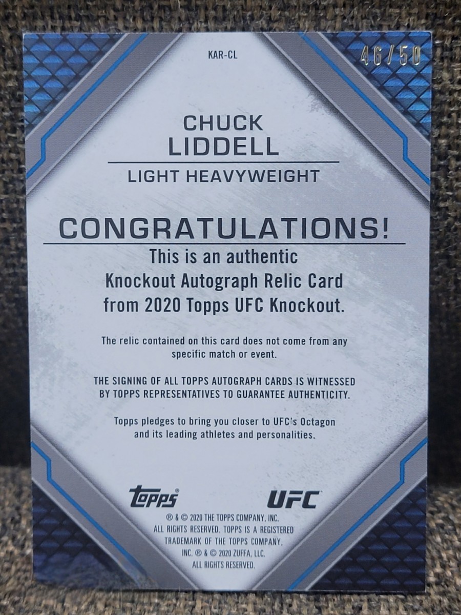 topps UFC 2020 Knockout チャックリデル 直筆サインカード 50枚限定 Chuck Liddell_画像2