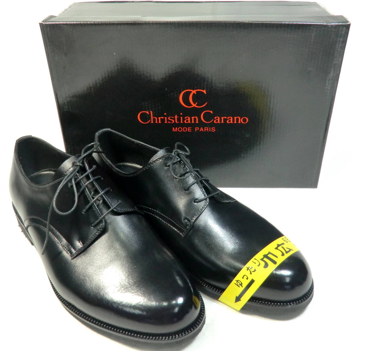 Christian Carano (クリスチャン カラノ) 6001G 29.0cm 黒 紳士ビジネスシューズ 防滑ソール仕様 大きいサイズ 幅広6E