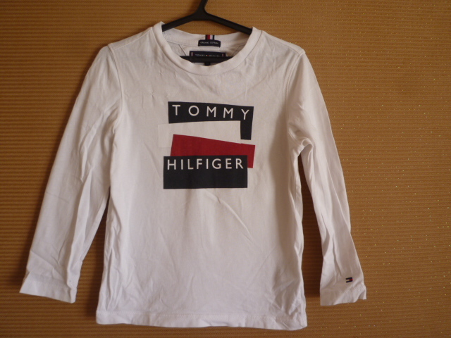 TOMMY HILFIGER トミーヒルフィガー 子ども 長袖 Tシャツ 110 ORGANIC COTTON 白_画像1