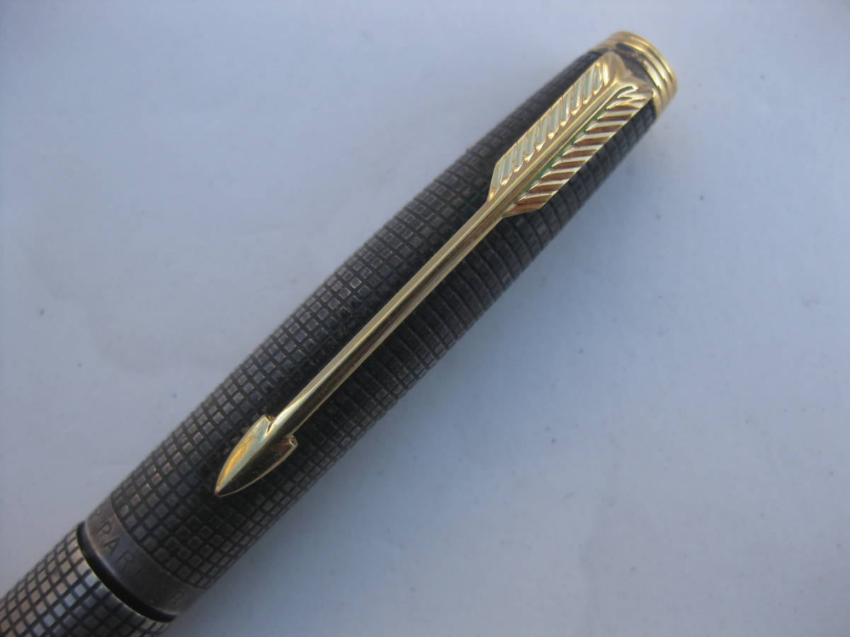 【1円～訳ありジャンク】PARKER パーカー 万年筆 ペン先14K STERLING CAP＆BARREL シルバー 破損品_画像2