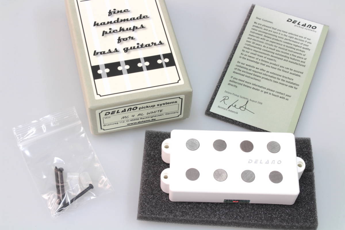 【new】DELANO MC 4 AL Delano 4-string dual coil humbucker pickup WHITE _画像3