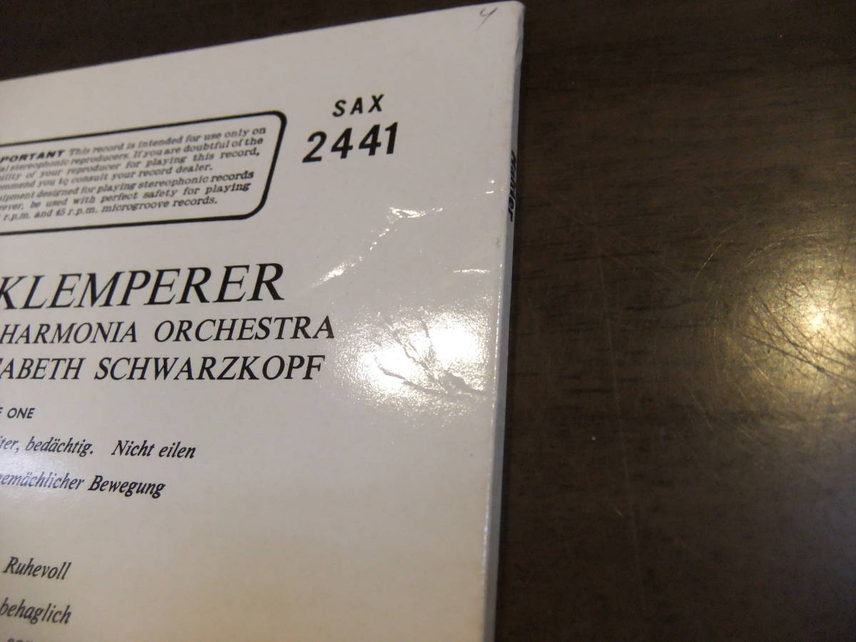 175g重量復刻盤☆英TESTAMENT・SAX 2441☆マーラー:交響曲第4番☆シュワルツコップ（ソプラノ）クレンペラー（指揮）フィルハーモニア管の画像6