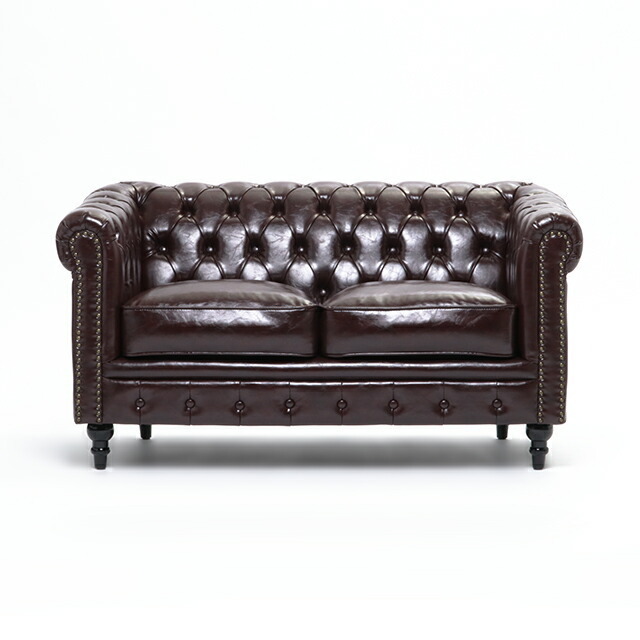  sofa sofa 2 seater . sofa imitation leather antique style Cesta - field Britain style stylish Brown PU leather vi n cent VC2P38K