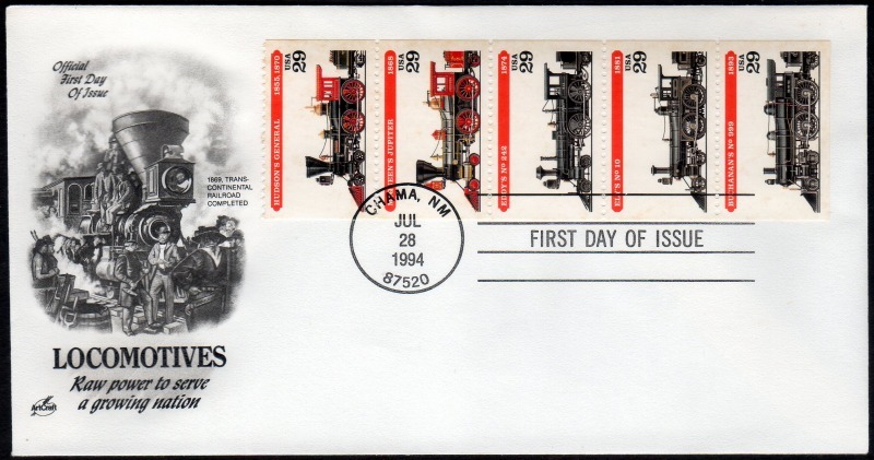 アメリカ 1994年 蒸気機関車の切手FDCカバー(1813)_画像1