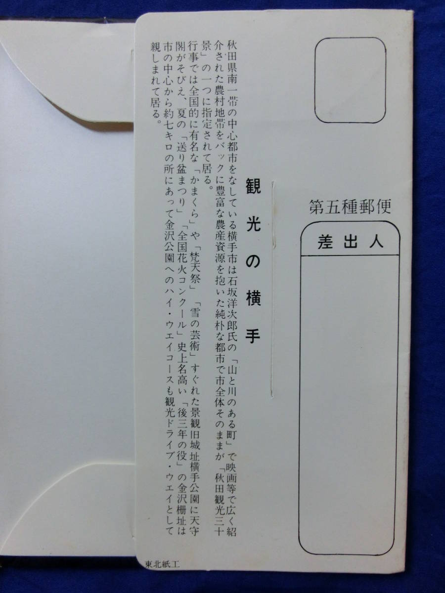 よこて 観光の横手 ぼんてん 天守閣 平和観音像 送り盆 かまくら 蓬莱橋 秋田県 6枚袋 絵葉書 昭和レトロ 戦後 50～60年代 当時物 歴史資料_画像9