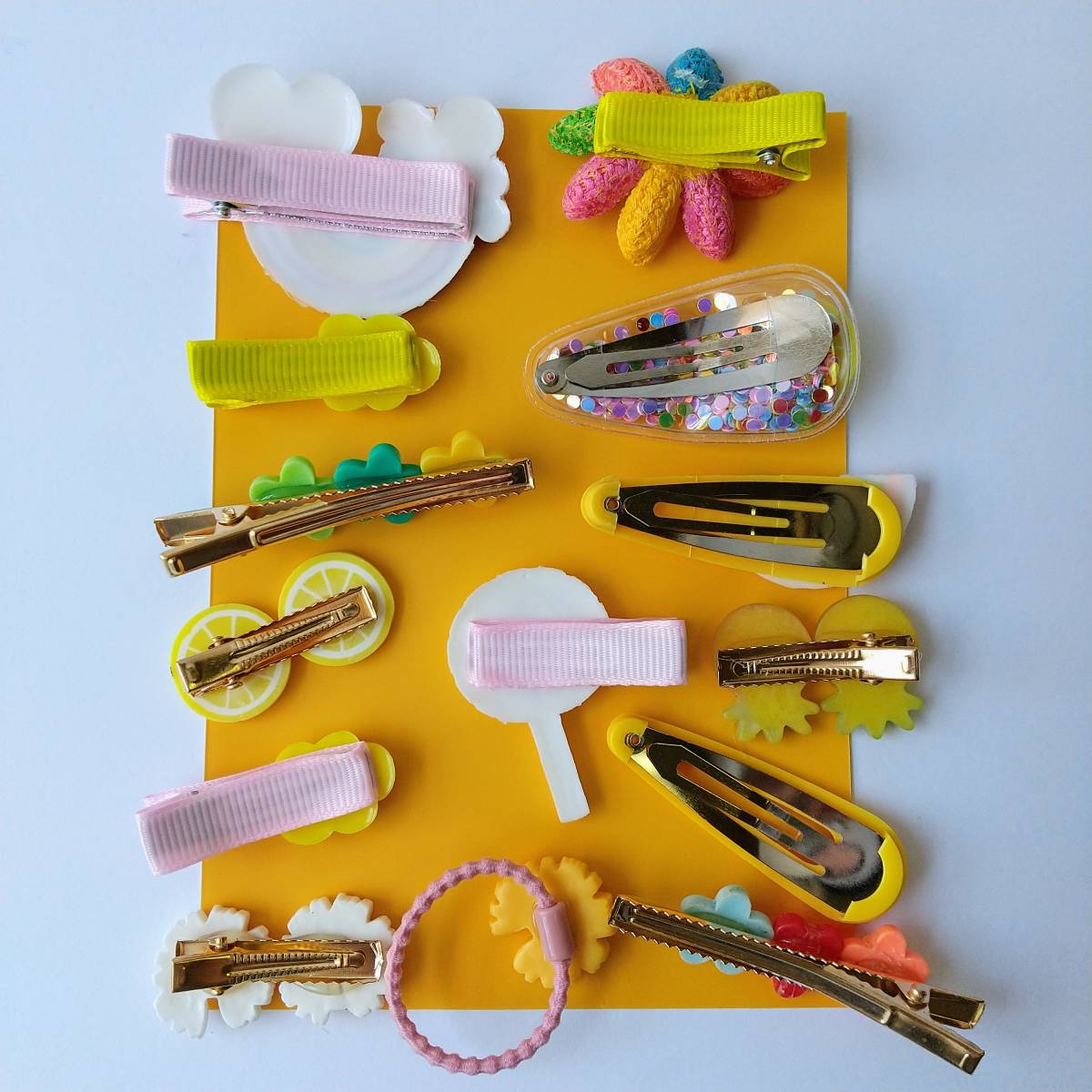 *SALE* unused goods * Kids hair accessory 14 point set * yellow * hair clip * hairpin * hair ornament * accessory 