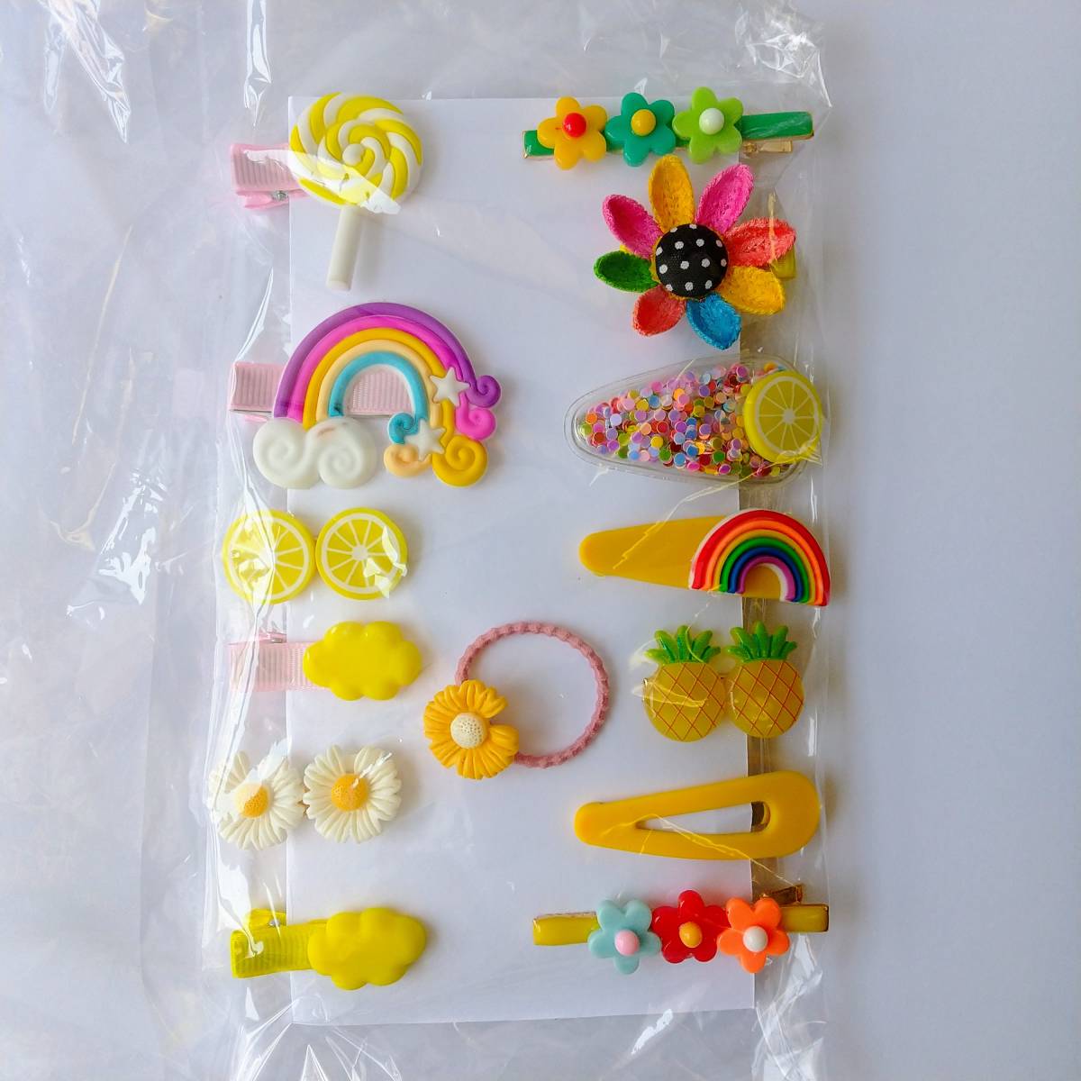 *SALE* unused goods * Kids hair accessory 14 point set * yellow * hair clip * hairpin * hair ornament * accessory 