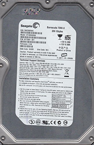 【中古】Seagate Barracuda 7200.8 ST3200826A 200GB 7200RPM 8MB Cache IDE Ultra ATA100 3.5インチ内臓ハードディスク_画像1