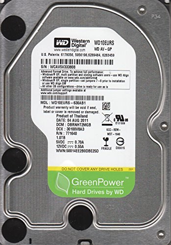 【中古】wd10eurs-630ab1、DCM dbrnht2mgb、Western Digital 1tb SATA 3.5ハードドライブ_画像1