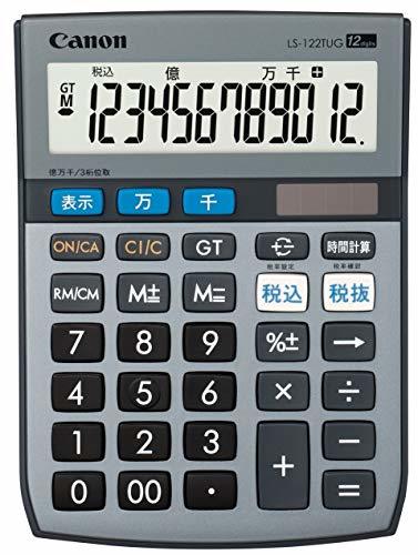 【中古】キャノン 電卓 12桁 ミニ卓上サイズ 時間計算 千万単位機能 LS-122TUG グレー_画像1