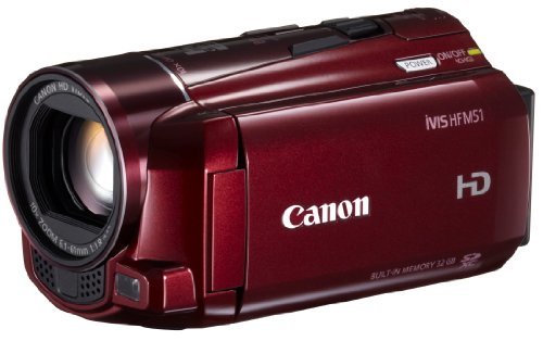 【中古】Canon デジタルビデオカメラ iVIS HF M51 レッド 光学10倍ズーム フルフラットタッチパネル IVISHFM51RD_画像1