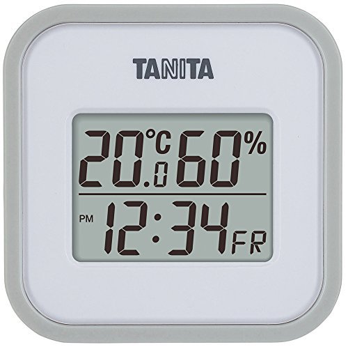 【中古】タニタ 温湿度計 時計 カレンダー 温度 湿度 デジタル 壁掛け 卓上 マグネット グレー TT-558 GY_画像1