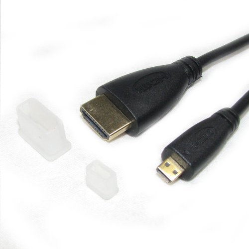 【中古】microHDMI-HDMI変換ケーブル金メッキ仕様 1.5m(両端子キャップ付き)Ver 1.4【1080p対応】_画像1