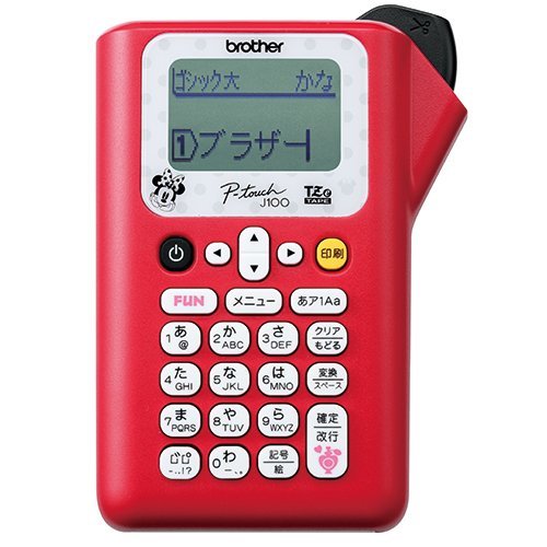 【中古】ブラザー工業 ラベルライター P-touch J100 ミニーレッド PT-J100MR_画像1