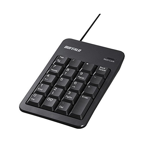 【中古】BUFFALO 有線テンキーボードTabキーUSBハブ付き ブラック BSTKH100BK_画像1