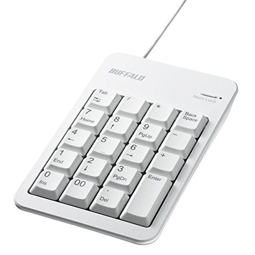 【中古】バッファロー 有線テンキーボード Tabキー/USBハブ付き ホワイト BSTKH100WH_画像1