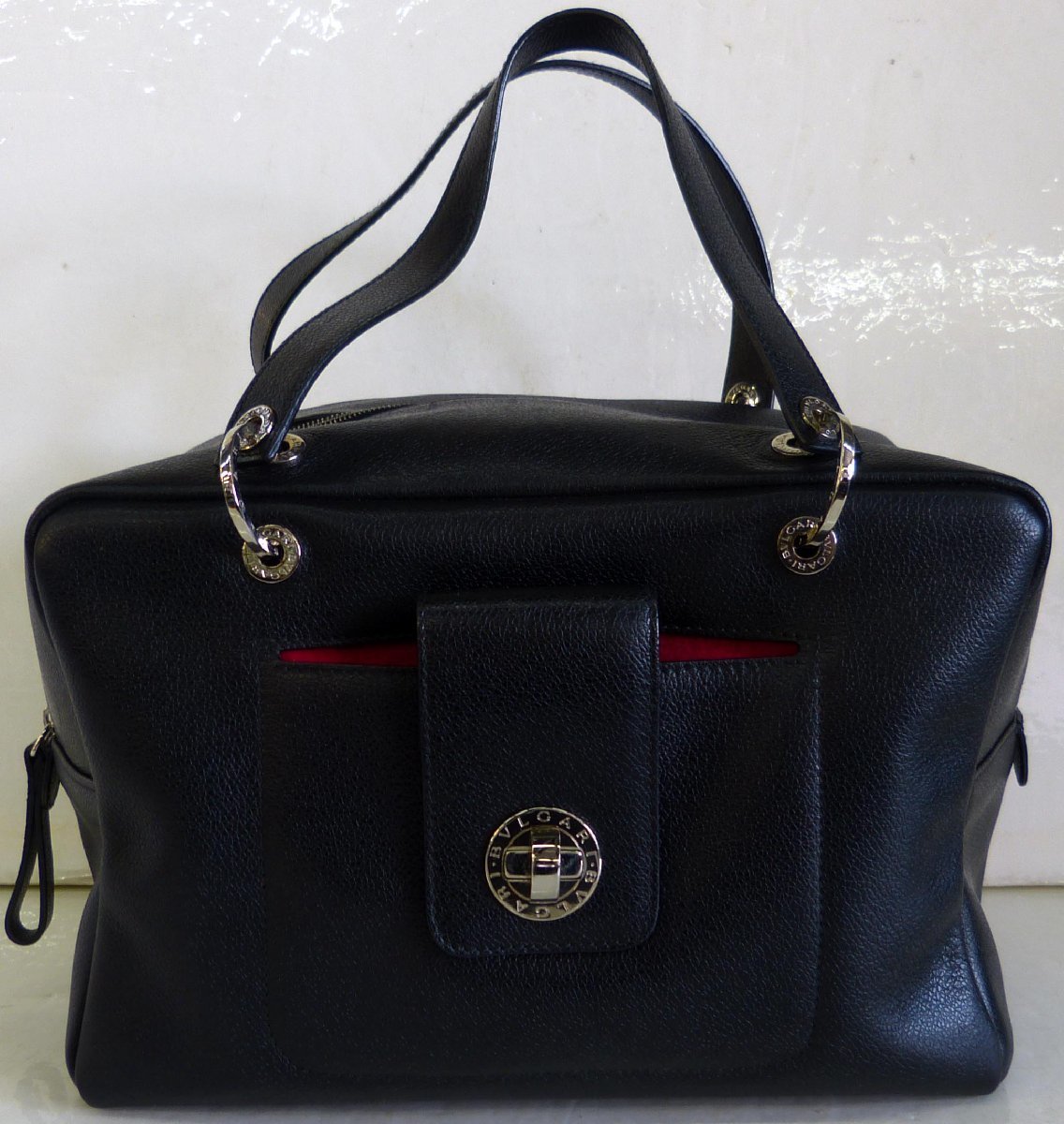 ☆BVLGARI ブルガリ レザーハンドバック ブラック USED品☆_画像1