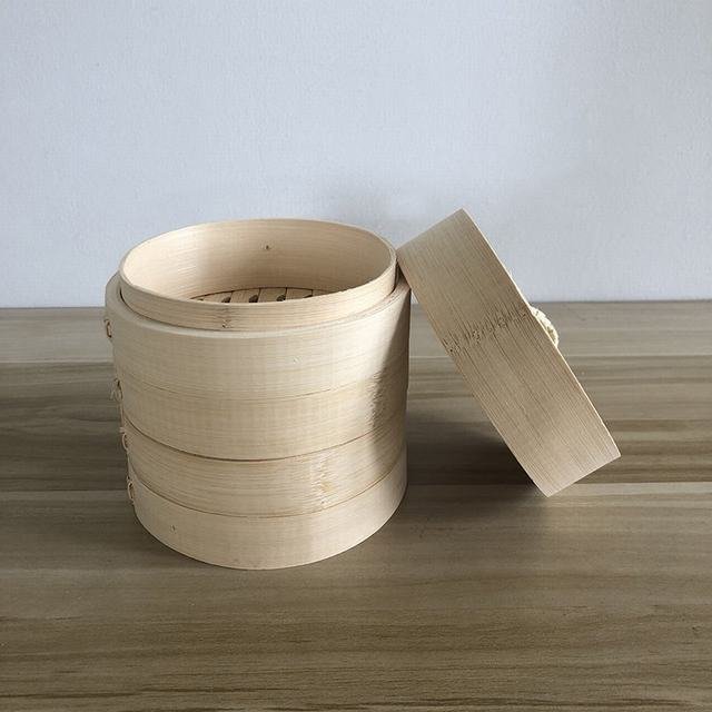 蒸籠　せいろ　二段蓋付　家庭用　業務用　中華蒸し器　竹製　料理器具　本格13cm_画像2